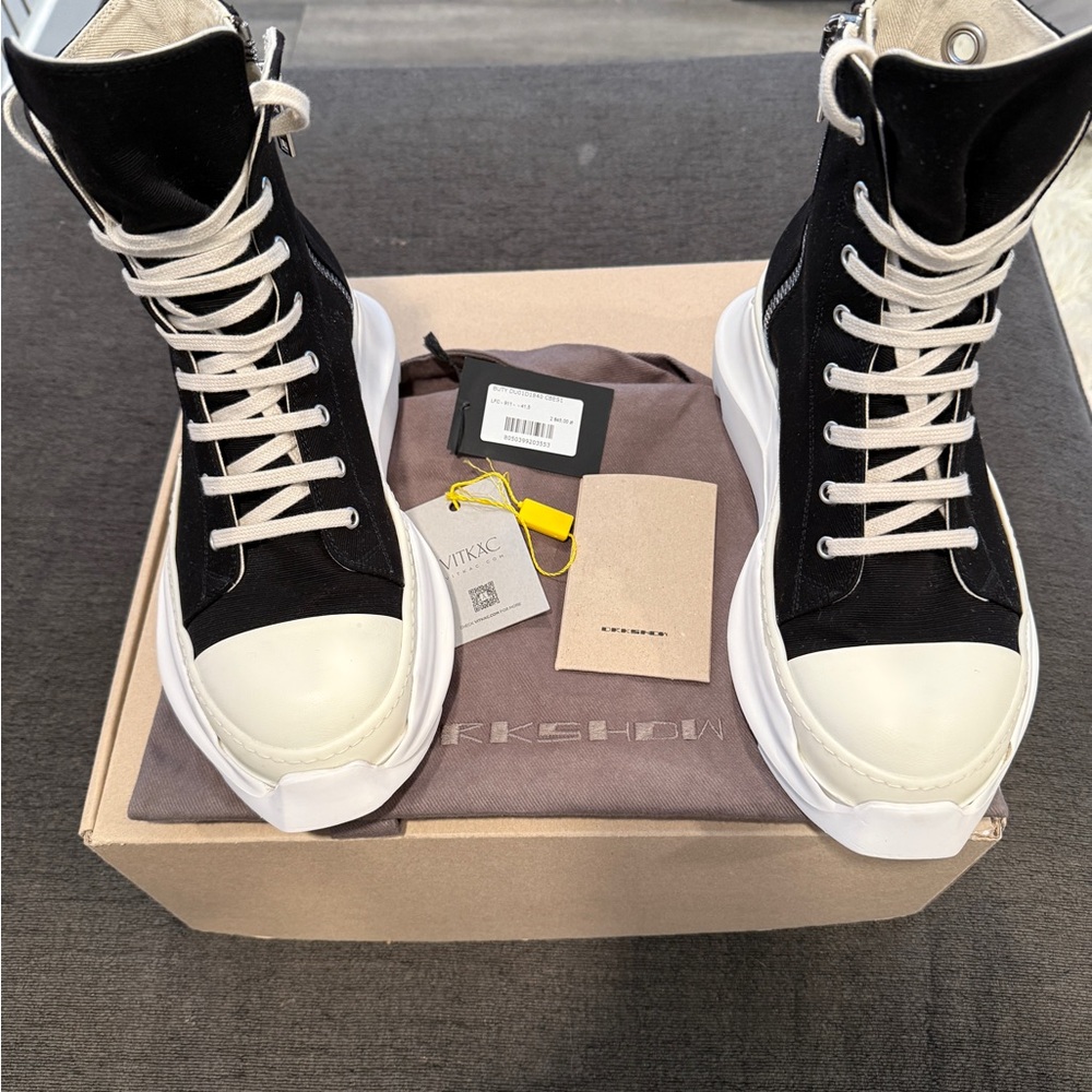 Rick Owens Black and White High-Top Sneakers